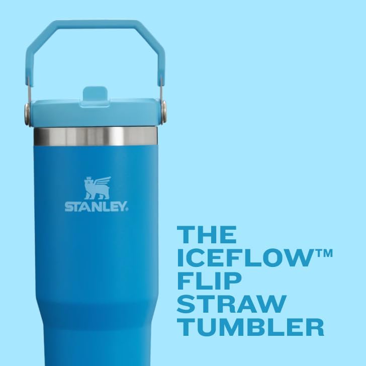 Stanley IceFlow Tumbler with Straw – Stainless Steel, Vacuum Insulated, Leak-Resistant, Rose Quartz