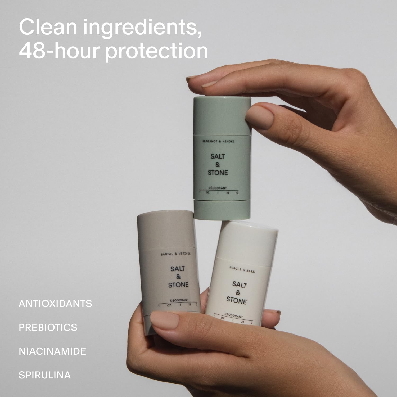 SALT & STONE Aluminum Free Deodorant – Mini Discovery Set, Extra Strength 48HR Protection for Men & Women