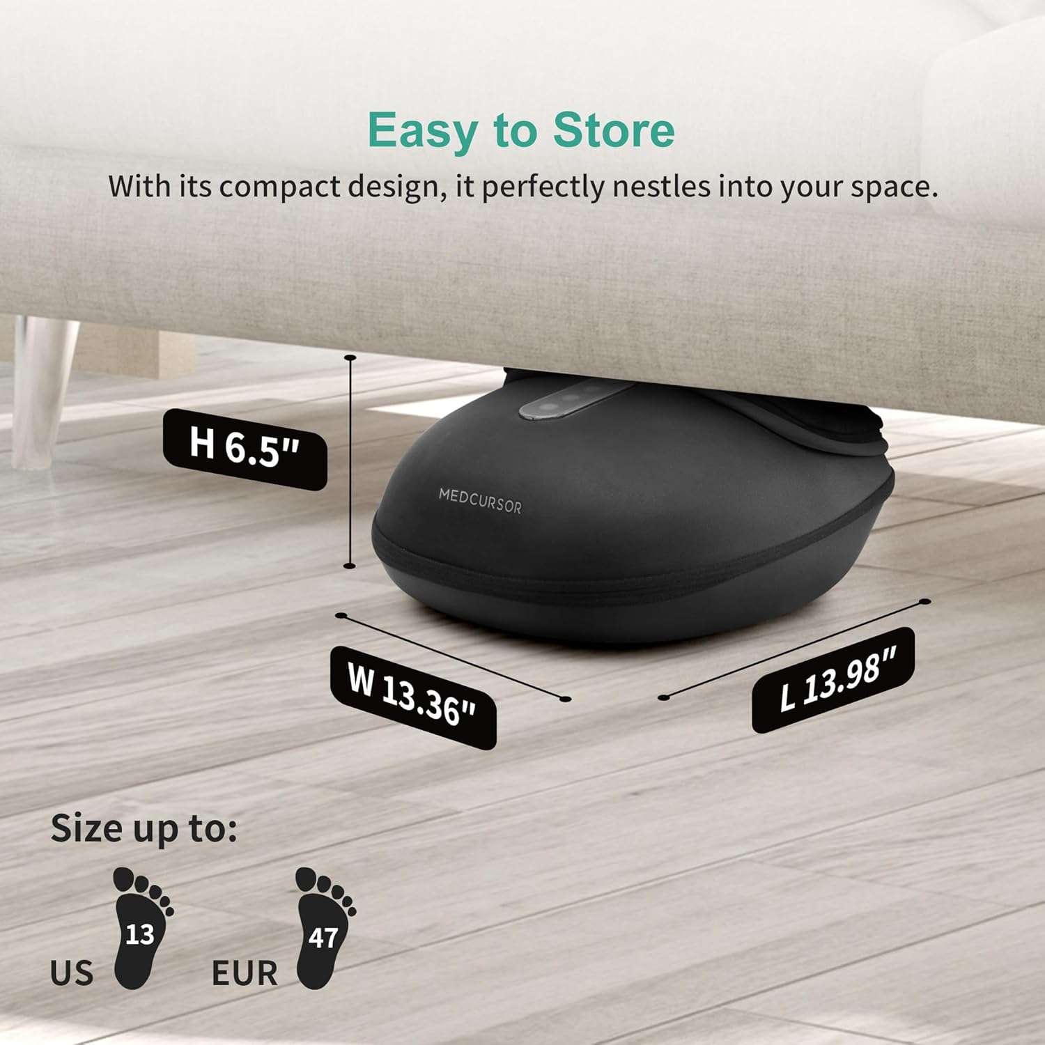 Medcursor Foot Massager with Heat – Deep Kneading Therapy for Plantar Fasciitis & Tired Feet, Multi-Level Settings, Fits up to Size 13