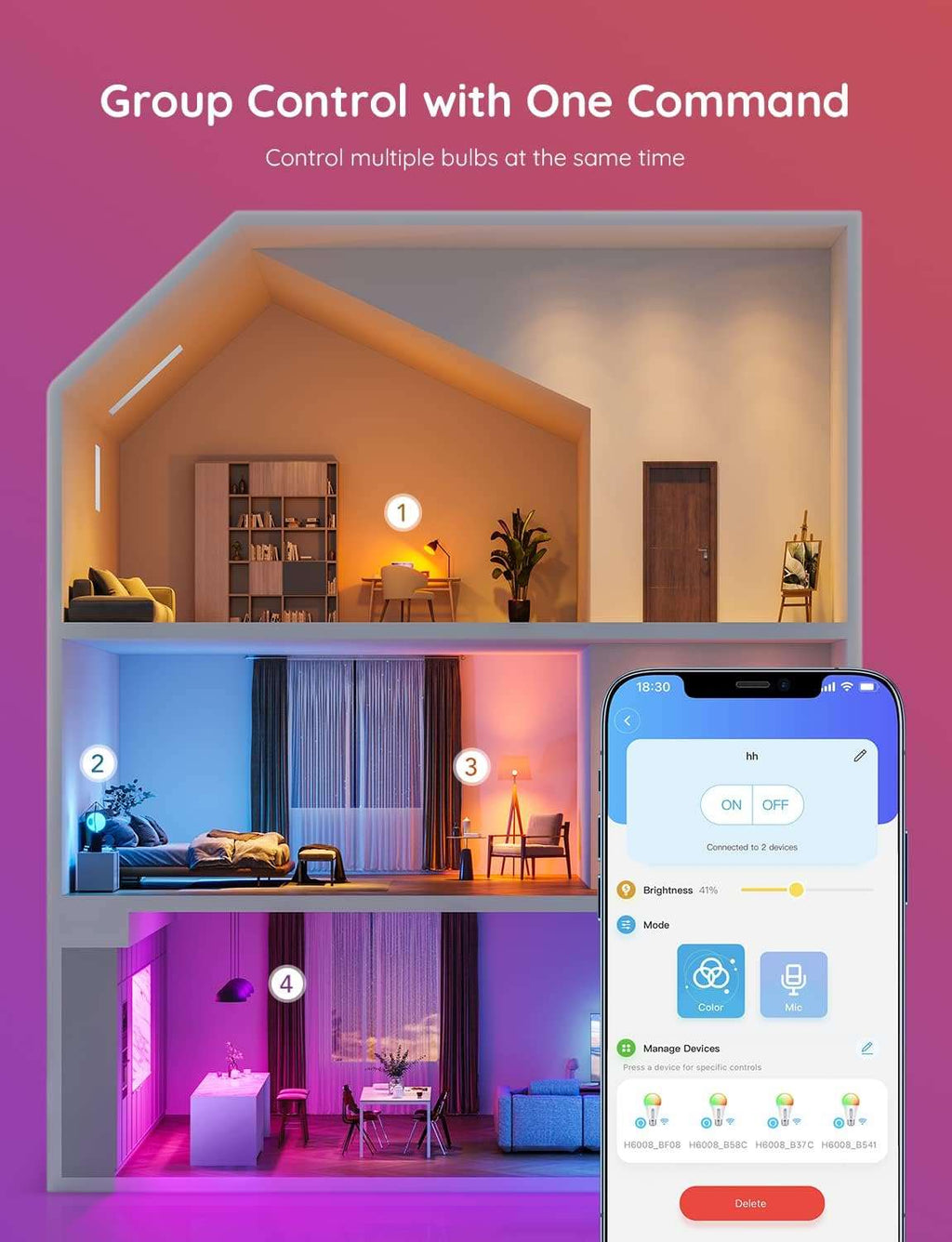 Govee Smart Light Bulbs, WiFi & Bluetooth LED Bulbs, RGBWW Color Changing, Works with Alexa & Google Assistant, 4 Pack - Quality Prime Hub