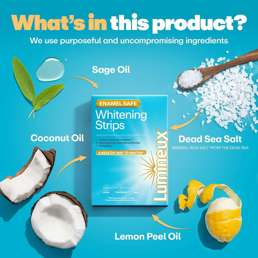 Lumineux Teeth Whitening Strips – 21 Treatments, Peroxide-Free, Enamel Safe, Sensitivity-Free