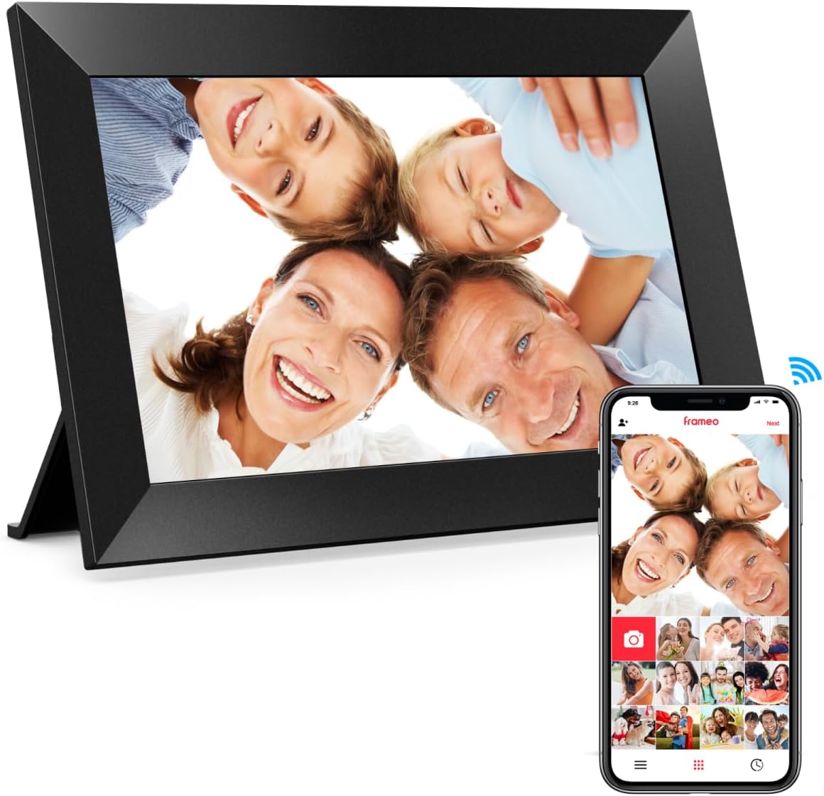 Frameo 10.1” WiFi Digital Photo Frame – HD IPS Touchscreen | 32GB Smart Picture Frame | Auto-Rotate, Wall Mount, Share via Frameo App